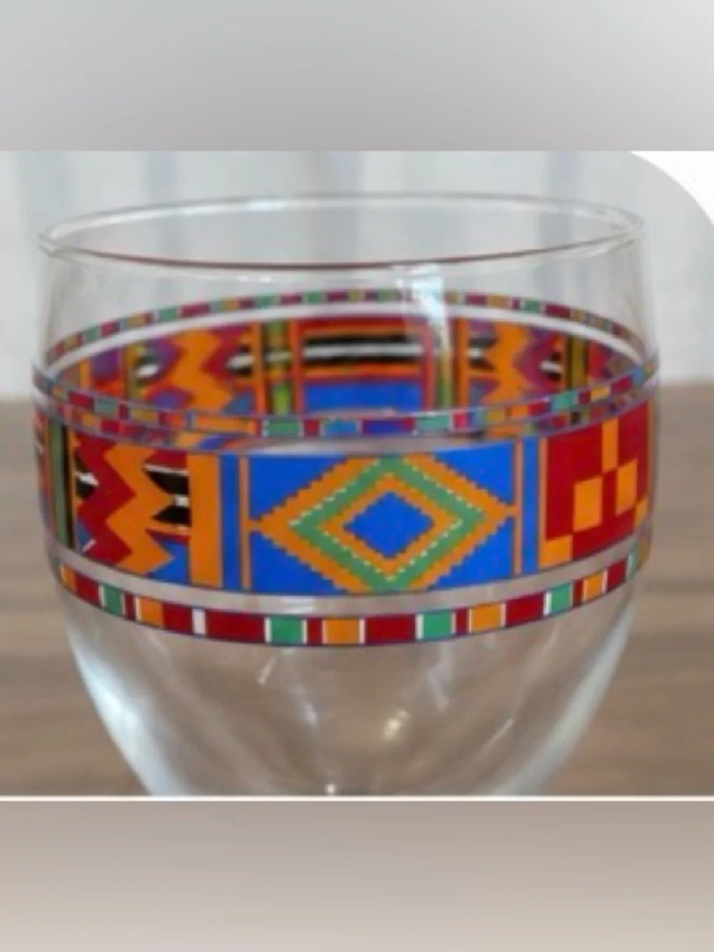 Vintage Avon Kente Water Goblets Cobalt Blue Stem Set of 2 France. Discontinued.